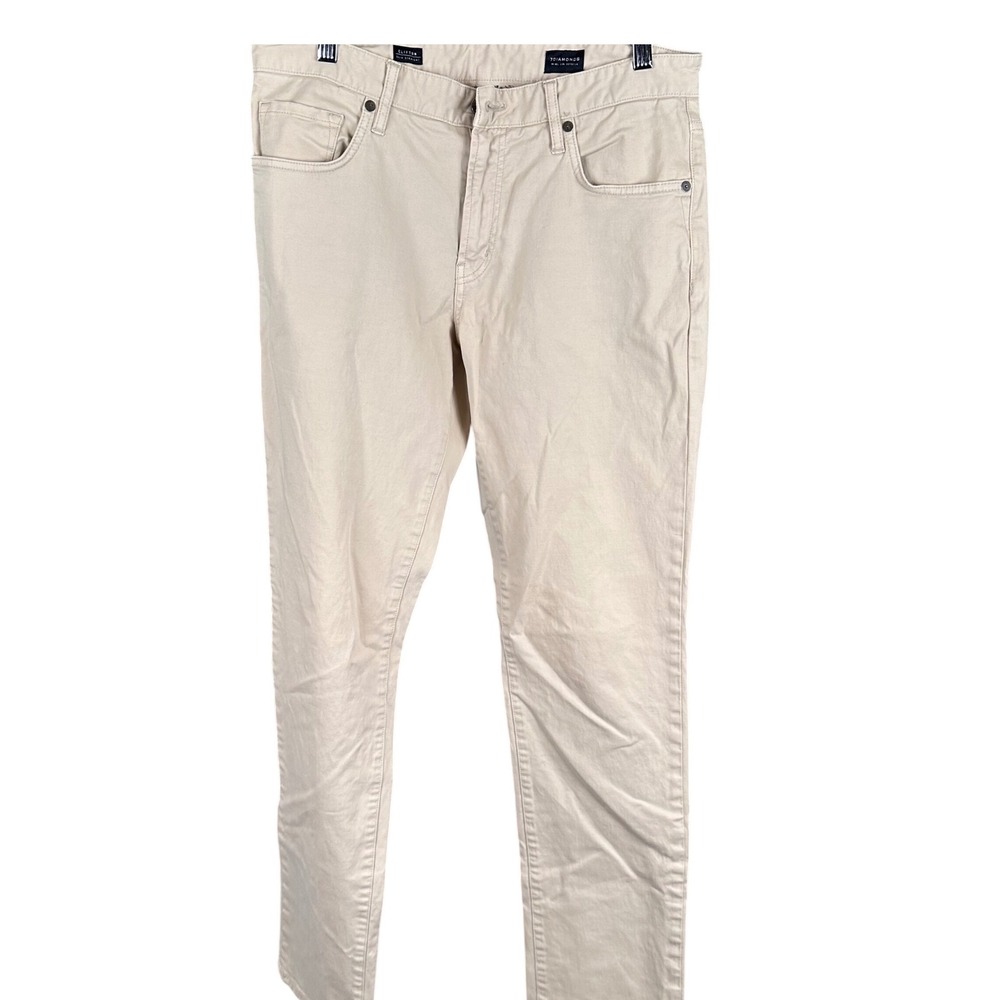 7 Diamonds Clifton Slim Straight Pants Mens 32x34 Sand Beige Cotton Stretch
